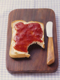 Buy Bread with Butter & Strawberry Jam on Chopping Board at AllPosters.com