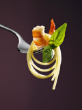 Buy Spaghetti with Shrimp and Basil on a Fork at AllPosters.com