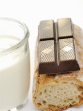 Buy A Piece of Chocolate, Baguette and a Glass of Milk at AllPosters.com