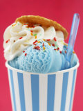 Blue Ice Cream in Tub with Sugar Sprinkles