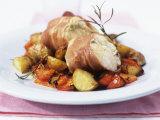 Buy Monkfish Rolls Wrapped in Parma Ham with Roasted Vegetables at AllPosters.com