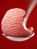 Strawberry Ice Cream on a Spoon