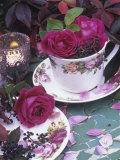 Table and Tableware Decorated with Roses
