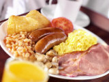 English Breakfast: Bacon, Scrambled Egg, Sausages, Beans Etc.