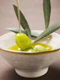 Buy Pouring Olive Oil Over Olive Sprig with Green Olives at AllPosters.com
