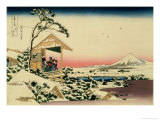36 Views of Mount Fuji, no. 24: Tea House at Koishikawa (The Morning after a Snowfall)