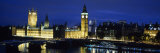 Westminster Bridge, Big Ben, Houses of Parliament Lit Up at Dusk, Westminster, London, England