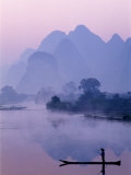 Li River and Limestone Mountains and River,Yangshou, Guangxi Province, China
