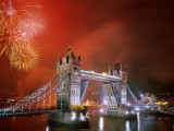 Tower Bridge and Fireworks, London, England