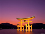 Miyajima Island, Itsukushima Shrine, Torii Gate, Night View, Honshu, Japan