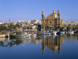 Town Skyline, St.Joseph Church and Harbour, Msida, Malta