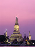 Temple of Dawn and Chao Phraya River, Night View, Bangkok, Thailand