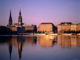 City Skyline and Binnenalster Lake, Hamburg, Schleswig-Holstein, Germany
