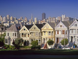 Alamo Square and City Skyline, San Francisco, California Usa