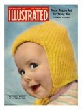 1950's Baby in Yellow Knitted Cap on Illustrated Cover