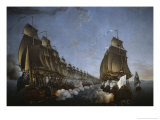 Buy Combat Between the French and English Fleets as Viewed from Goudelour at AllPosters.com