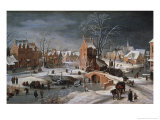 Buy Winter Scene with Ice Skaters and Birds at AllPosters.com