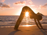 Buy Woman Stretching on Beach at AllPosters.com