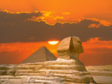 Sphinx and Pyramid at Sunset