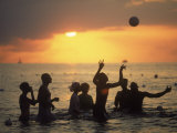 People Playing Water Volleyball, Negril, Jamaica