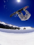 Snowboarder Upside Down in Midair