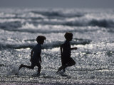 Buy Two Children Running at the Beach at AllPosters.com