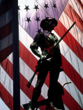 Buy US Flag with Silhouetted Statue of Soldier at AllPosters.com