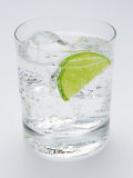 Glass of Soda Water and Lime Slice