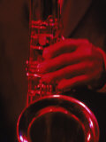 Close-up of Man Playing Saxophone in Jazz Club