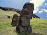 Buy Ancient Carvings, Rano Raraku, Easter Island, Chile at AllPosters.com