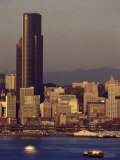 Buy Sunset, Seattle Skyline, Tugboats in Elliott Bay at AllPosters.com