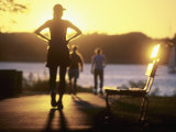 Buy Runner Pausing at Sunset, Charles River Esplanade at AllPosters.com