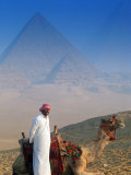 Man and Camel at Pyramids, Cairo, Egypt