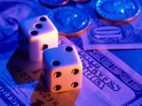 Buy Dice and Money on Blue Background at AllPosters.com