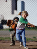 Little Girl Playing Softball