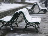 Buy Isere Grenoble, Place Victor Hugo, Snow on Benches at AllPosters.com