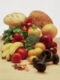 Weights, Vitamins, Healthy Foods