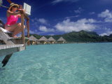 Buy Woman with Laptop Computer in Bora Bora at AllPosters.com