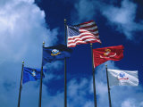 Flags of US Army, Navy, Marines, and Coast Guard