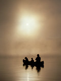 Silhouette of Father and Son Fishing