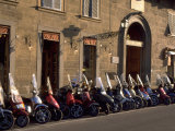 Scooters Lined Up Along Street, Florence, Italy