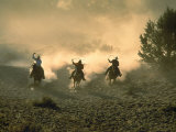Three Wranglers Riding Horses with Lassoes, OR