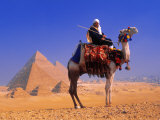 Man, Camel and Pyramid, Egypt