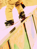 Snowboarder Skittering on a Rail