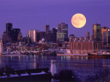 Buy Moon Hangs at Sunrise, Skyline of Montreal, CAN at AllPosters.com
