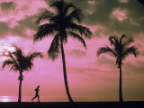 Silhouette of Runner on Beach, Ft. Lauderdale, FL Photographic Print