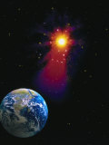 Illustration of Earth and Glowing Star