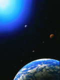Illustration of Earth and Glowing Star