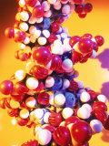 Buy Blurred Image of Model of Dna with Yellow Background at AllPosters.com