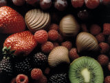 Strawberries, Raspberries and Kiwis